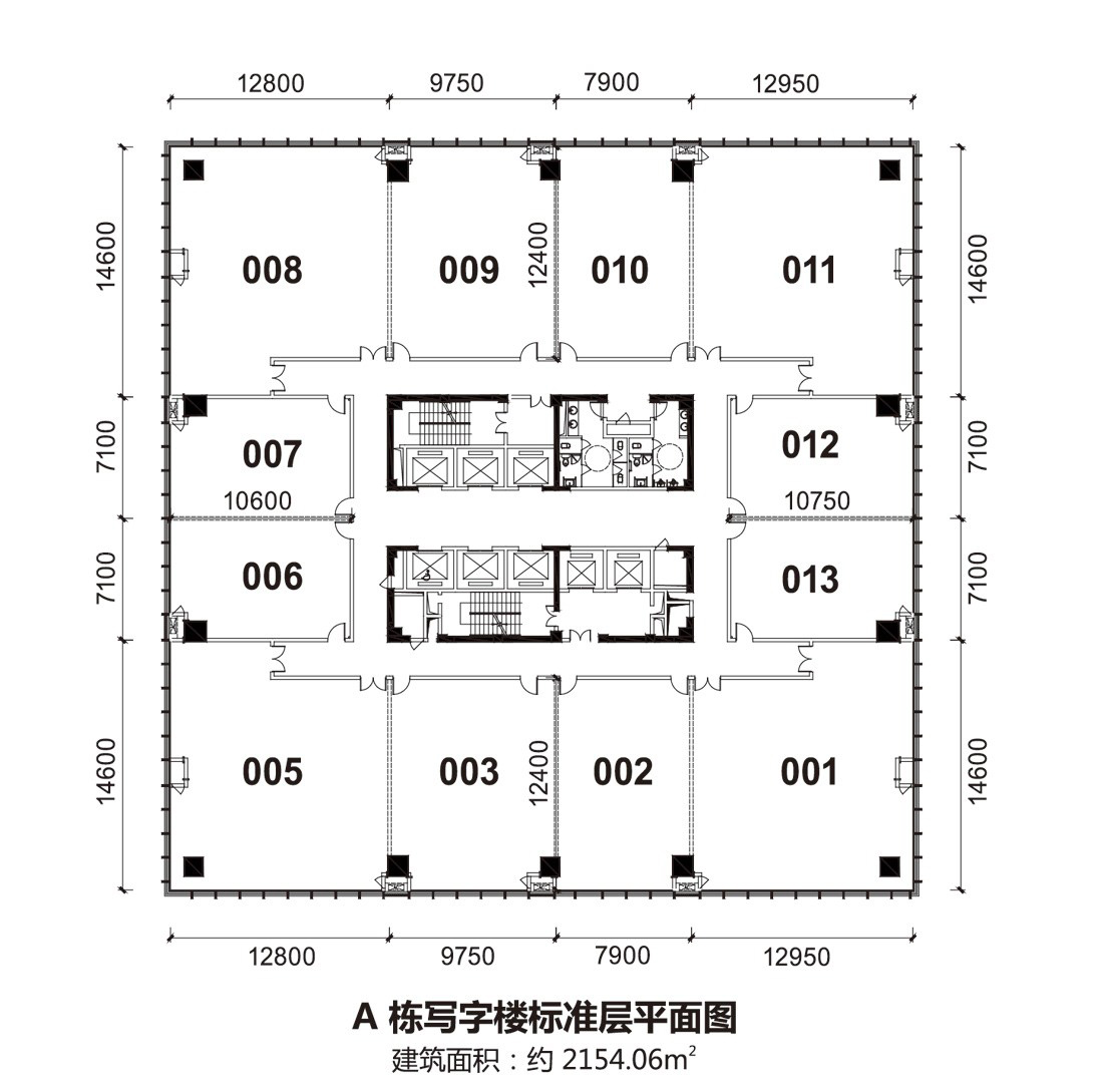 a栋写字楼标准层平面图