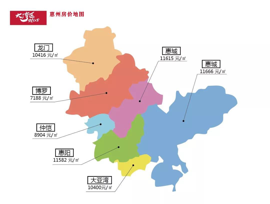 惠州房价地图总览 数据来源:安居客,中原研究院等多个平台 制图: 珠